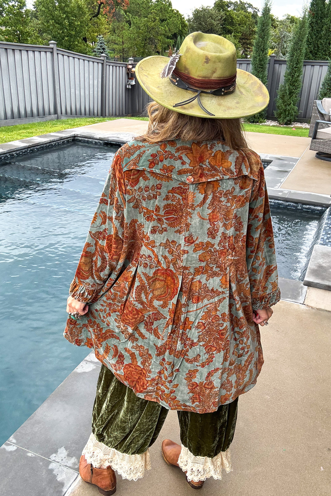 Velvet Dream Jacket - 100% Cotton - Brown/Teal