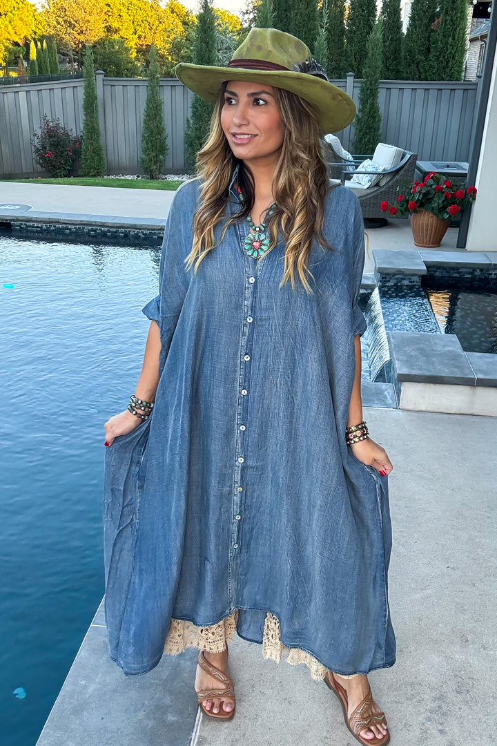 Morning Meadow Oversized Dress - Chambray