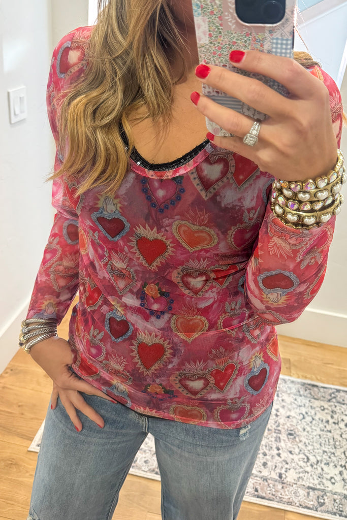 Heart Mesh Top