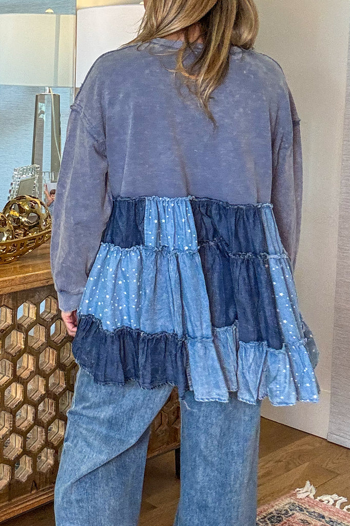 Flatter Me Fit Oversized Sweater - 100% Cotton - Blue .