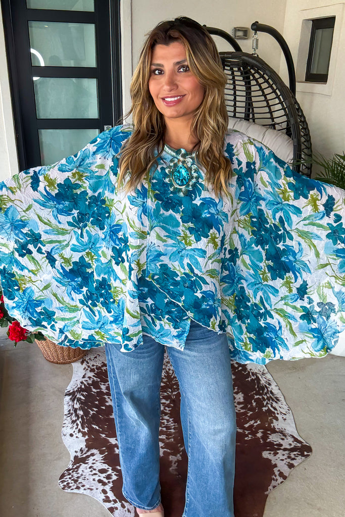 Blossom Jubilee Oversized Tunic - Blue 
