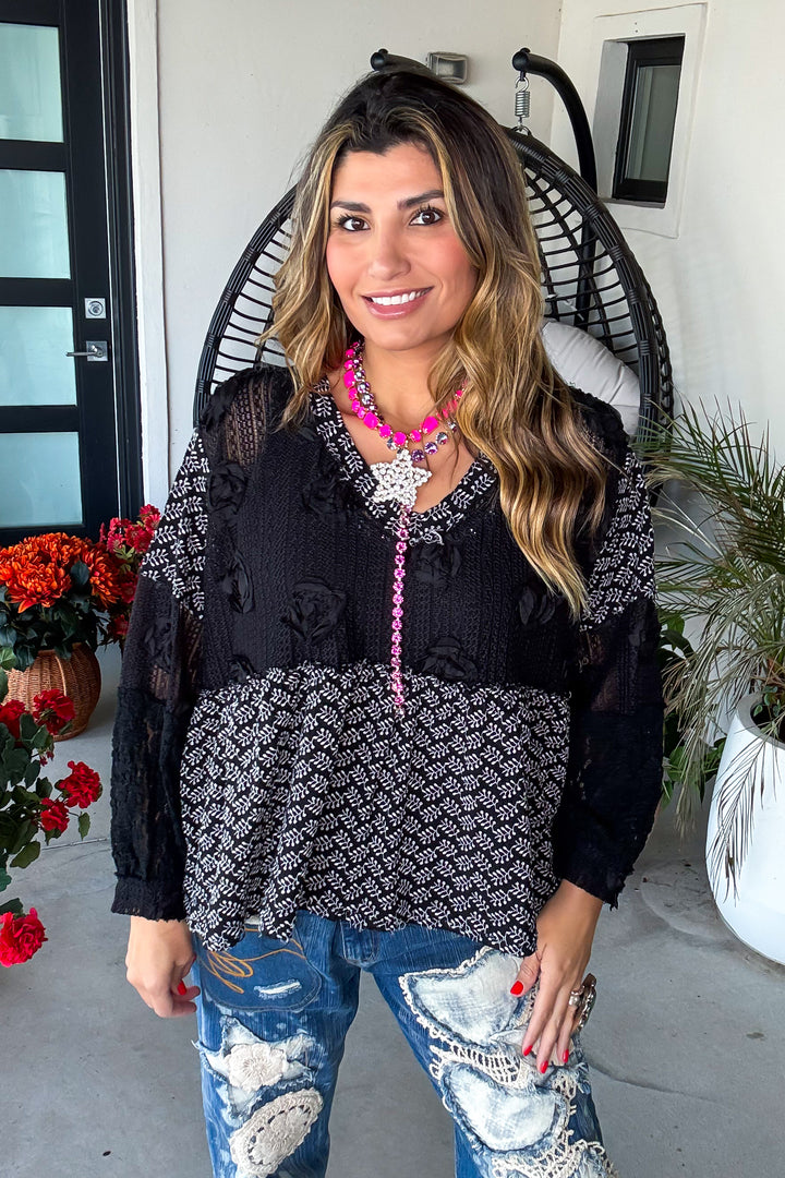 Blossom Veil Top - Black