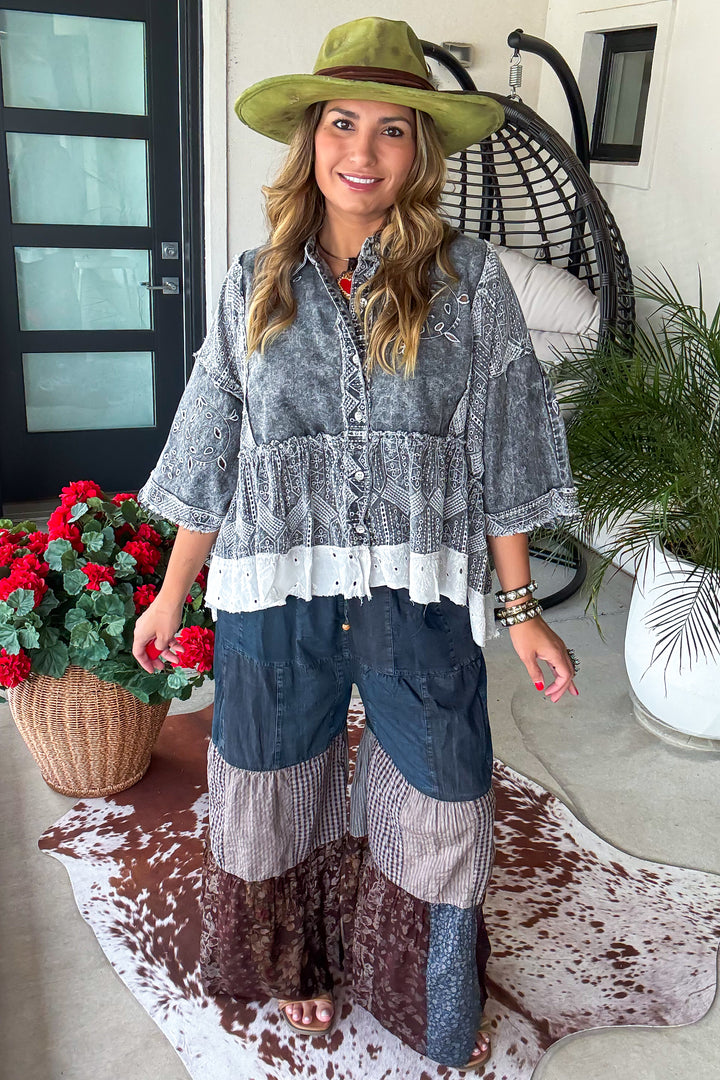 Demin Darling Top - 100% Cotton - Black