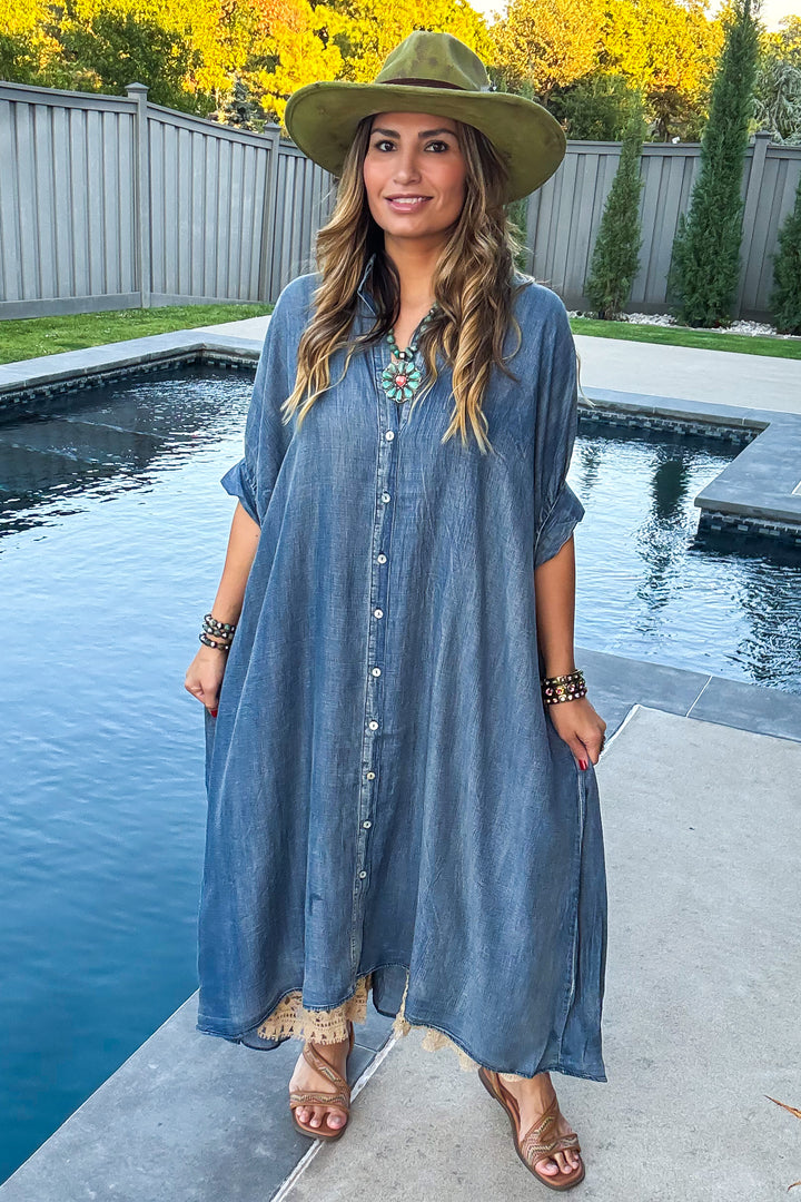 Morning Meadow Oversized Dress - Chambray
