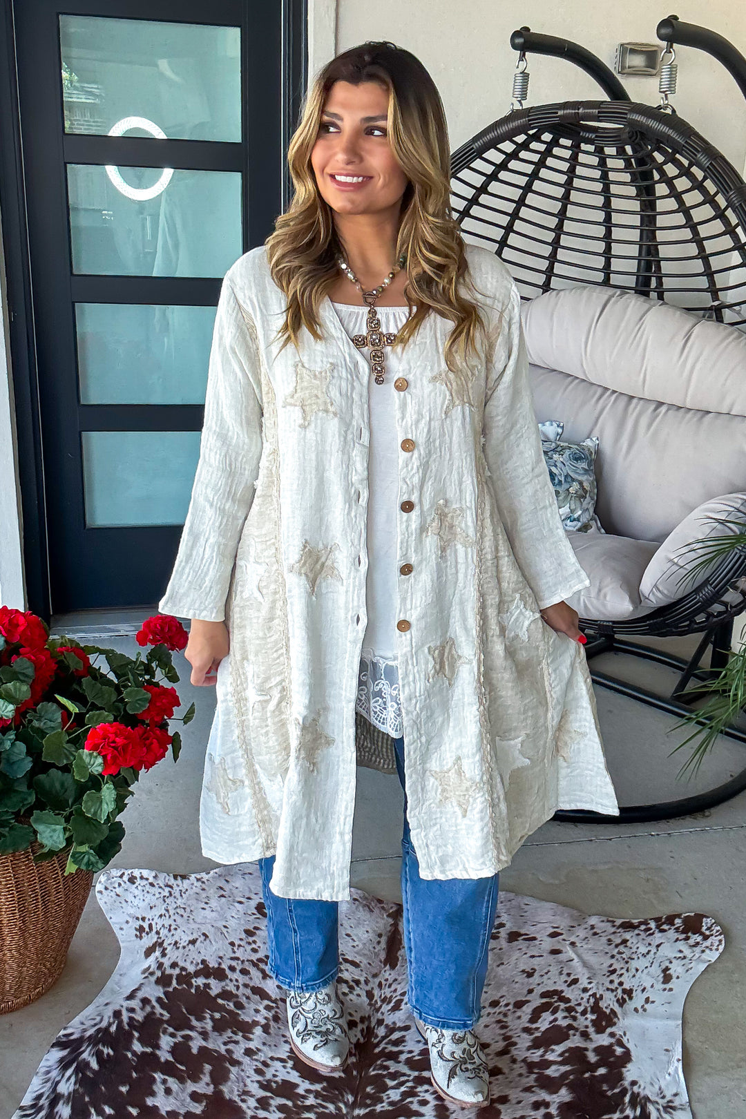 Relaxed Linen Button Up Cardigan - 100% Linen 
