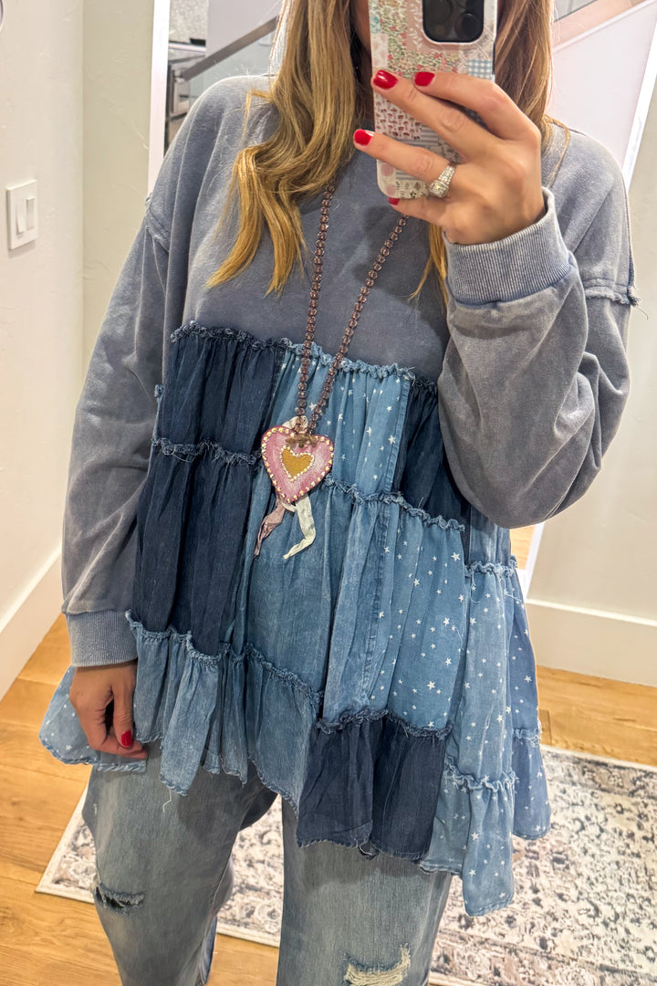 Flatter Me Fit Oversized Sweater - 100% Cotton - Blue