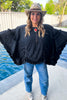 Midnight Ruffles Cinch Top - 100% Cotton  - Black
