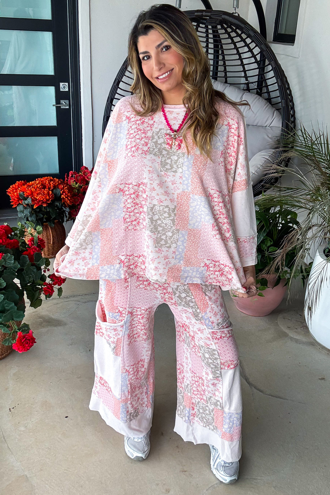 Whimsical Charm Oversized Top - 100% Cotton - Blush