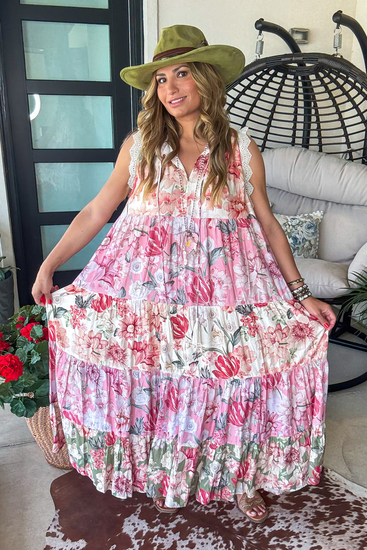 Cream Garden Lace Dress - Floral