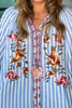 Embroidered Keepsake Blouse - Blue - 100% Cotton