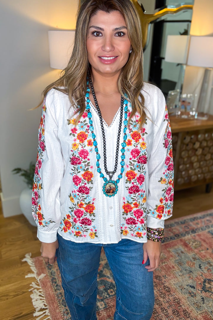 AHB EXCLUSIVE: Dearly Loved Embroidery Top - Ivory - 100% COTTON - SALE