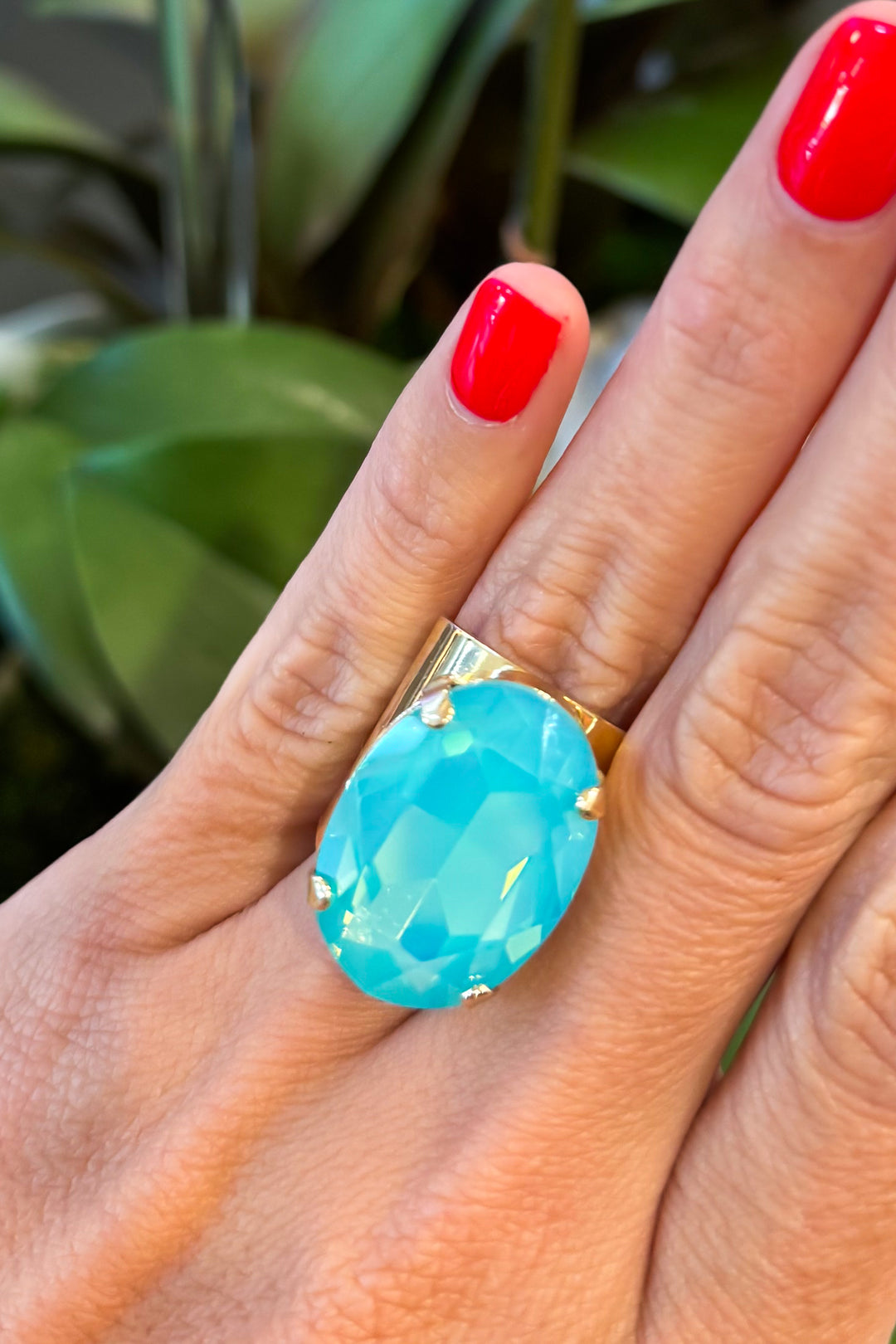 WAFA Crystal 1 Stone Ring - Blue