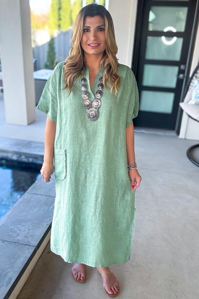 Impressively Attractive Oversized Dress - Made In Italy - 100% Linen