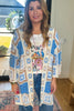 Boho Patchwork Crochet Cardigan - Blue