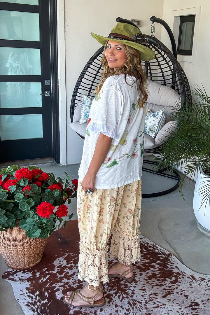 Wildflower Wings Oversized Top - 100% Cotton - White