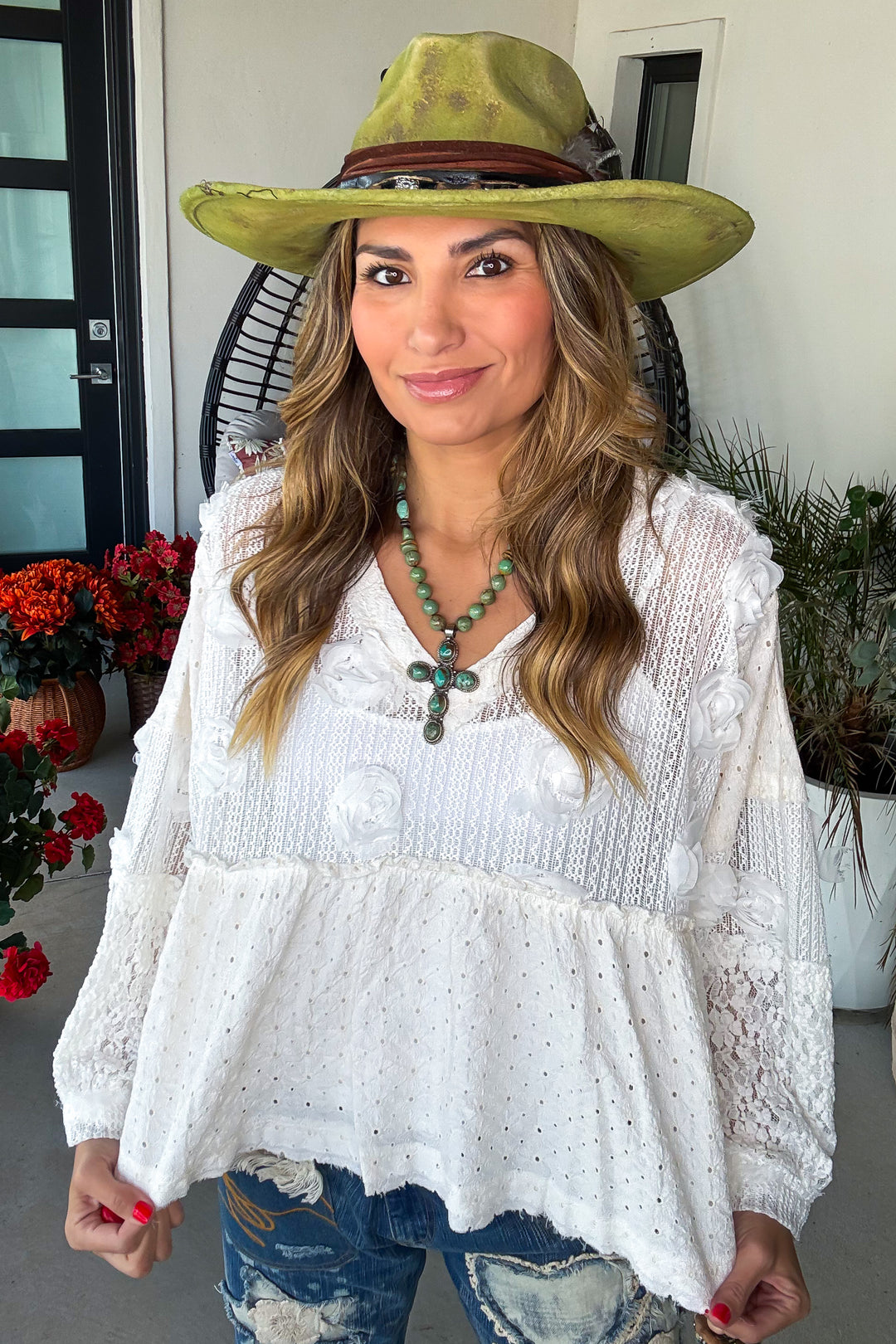 Blossom Veil Top - Ivory