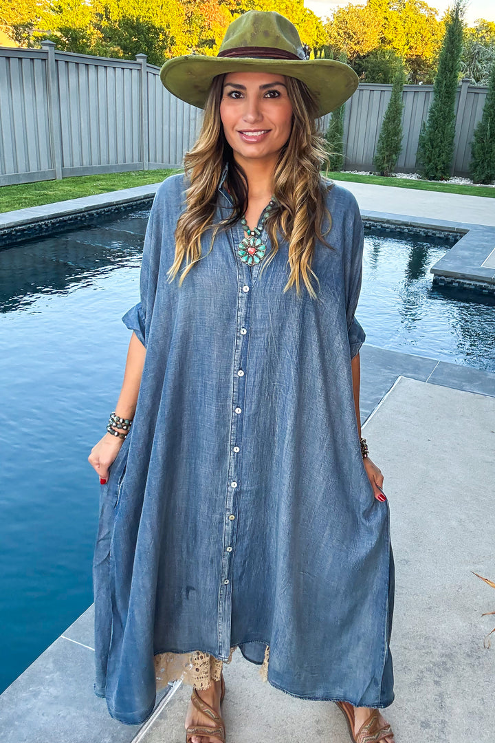 Morning Meadow Oversized Dress - Chambray