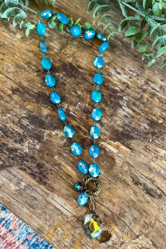 Handmade Starfall Beaded Necklace - Made in USA - Teal