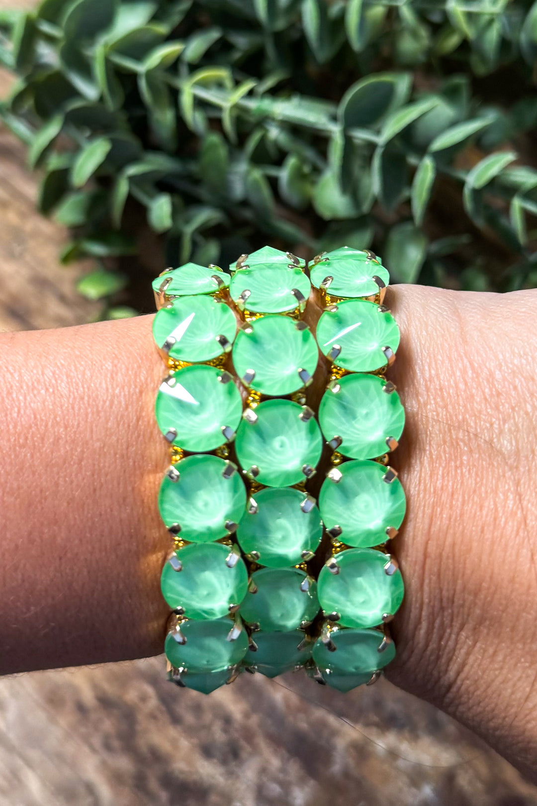 WAFA - Austrian Crystal Stretch Bracelet- Mint (Each Sold Separately)