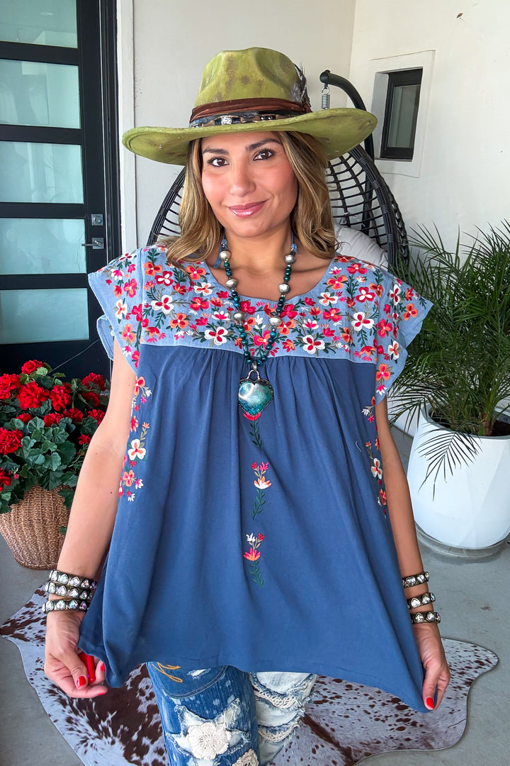 AHB EXCLUSIVE: Taking Hearts Top - Denim