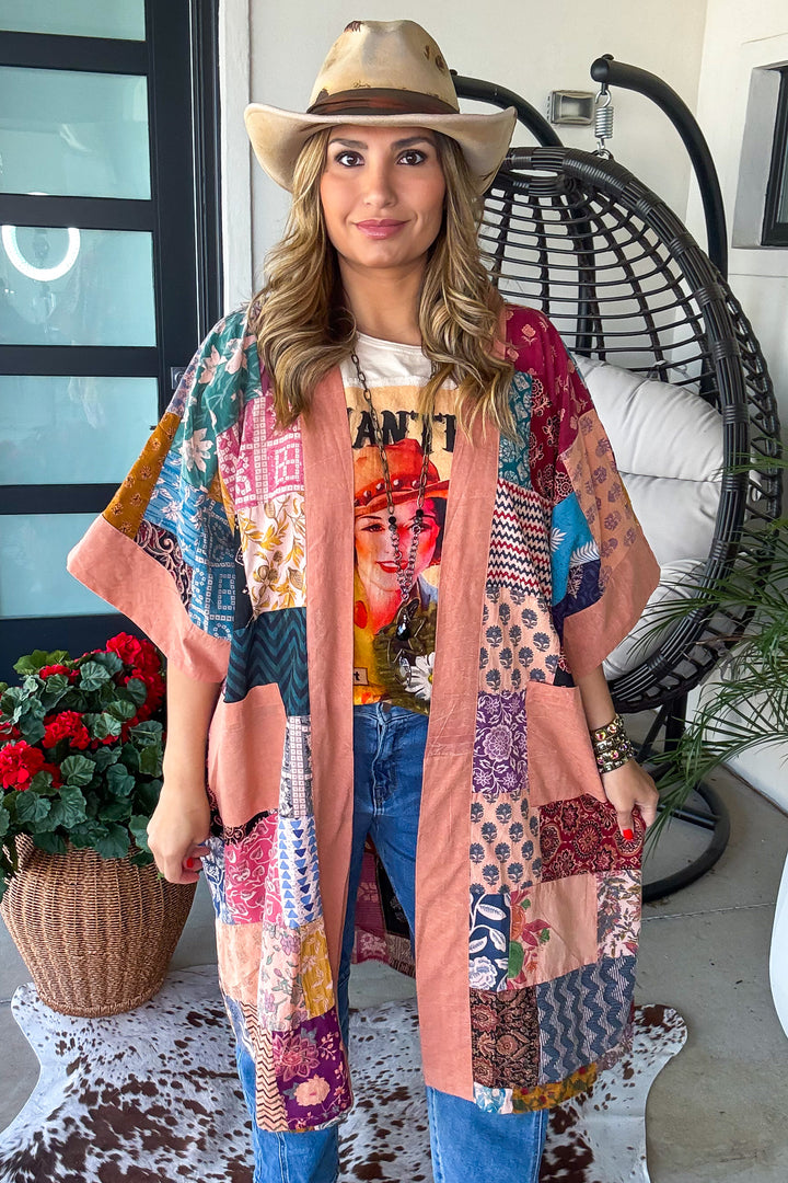 The Nepal Oversized Kimono - 100% Cotton - Peach