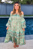 Palace Garden Maxi Dress - 100% Silk - Green/Multi