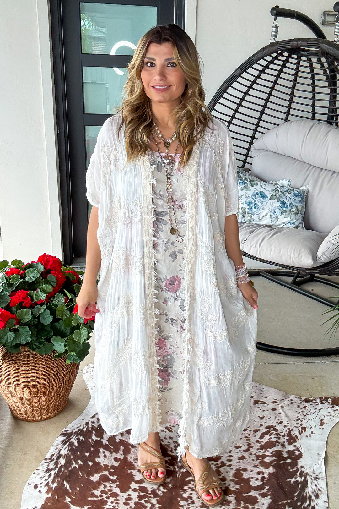Shadded Blossom Linen Dress - 100% Linen