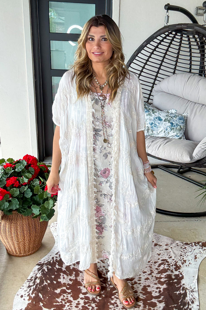 Shadded Blossom Linen Dress - 100% Linen