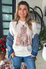 Crowned Royalty Rhinestone Cheeta Shirt - 100% Cotton