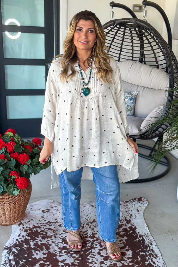 Constellation Cottage Dress/Tunic - Natural - 100% Linen