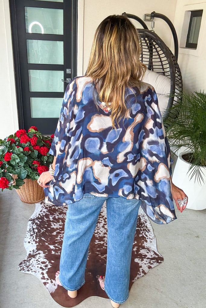 Coastal Midnight Silk Top - Navy - Made in Italy