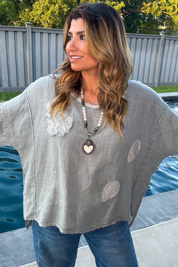 Leading The Way Top - 100% Linen - Made in Italy