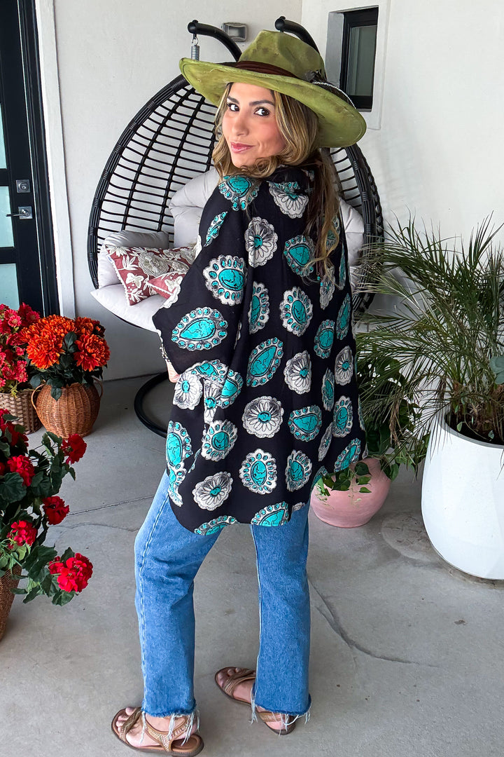 Concho Oversized Top Linen Feel - 100% Cotton