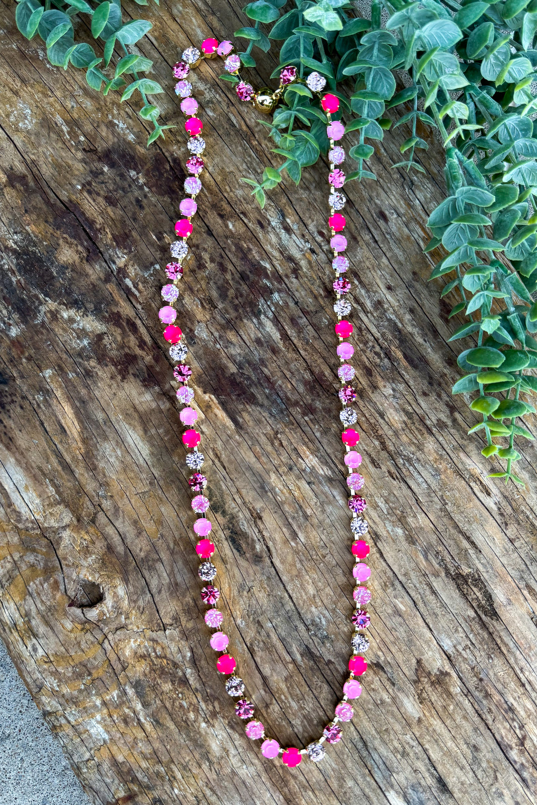 WAFA Crystal Necklace - Long 30" - Mix Pink