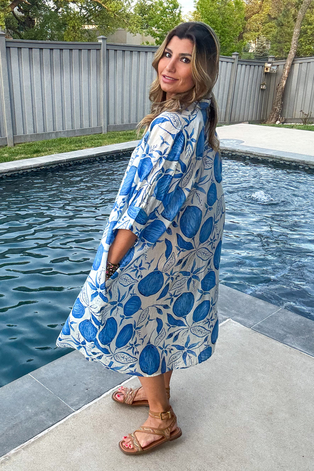 Orchard Coast Maxi Dress - 100% Cotton - Blue
