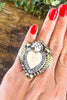 PRE ORDER: Sacred Heart Bone Statement Ring - silver plated