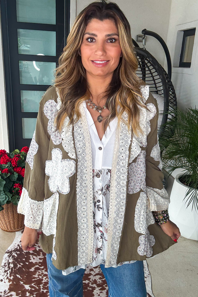Olive Grove Cardigan - 100% Cotton - Olive