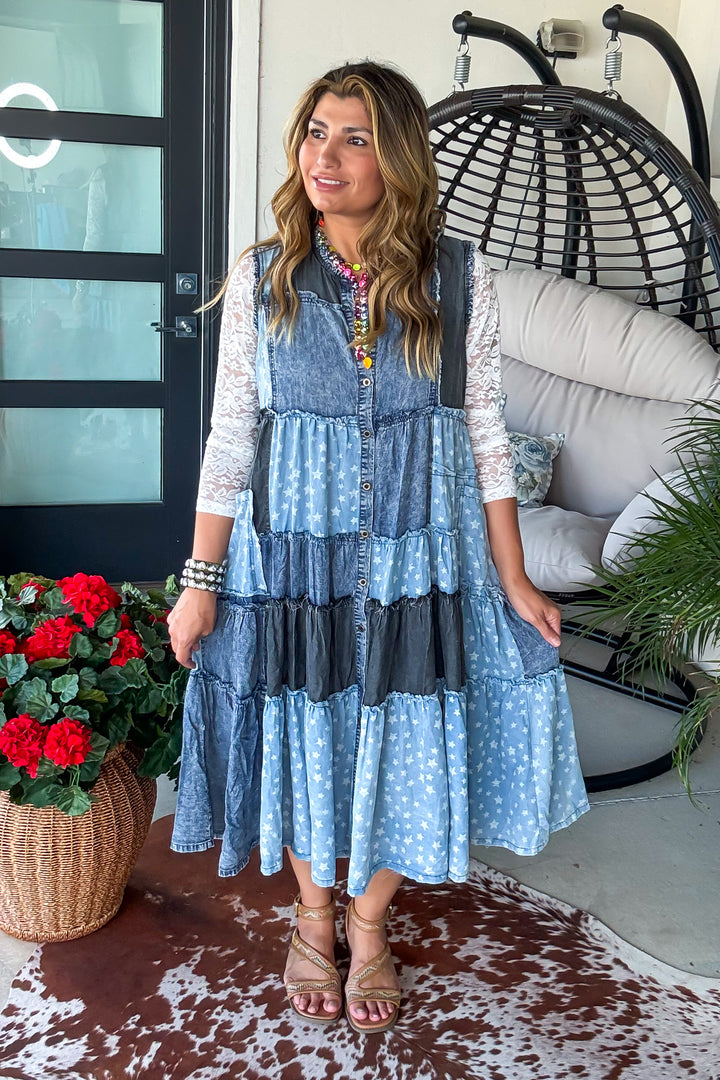 Star Bright Vest/Dress - Denim