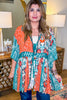 No Extra Effort Tie Front Kimono - Turquoise