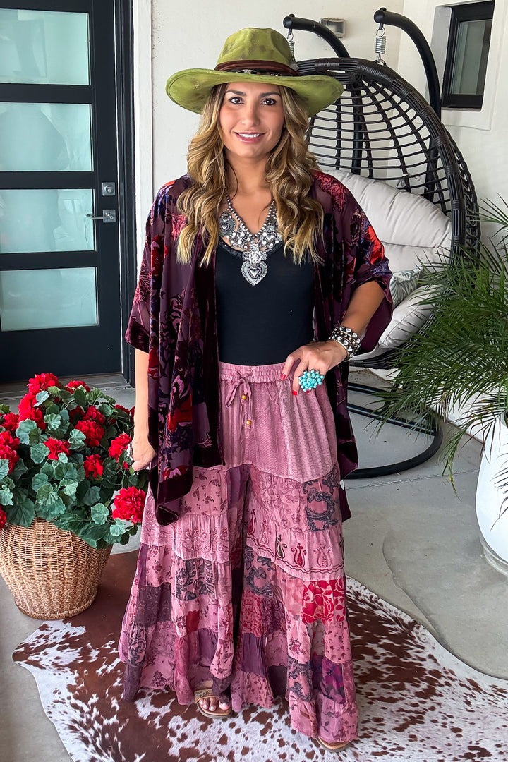Boho Berry Elastic Waist Pants