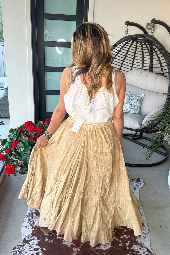 Dancing Petals Skirt - Tea - 100% Cotton