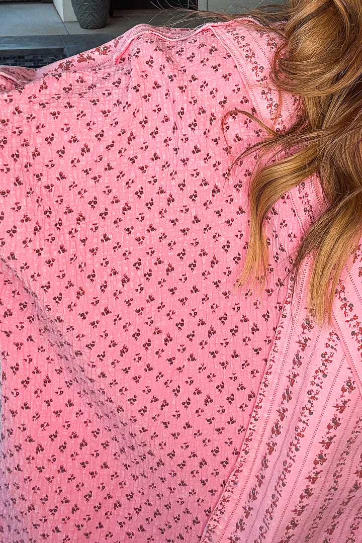 Rosebud Garden Oversized Top - Pink