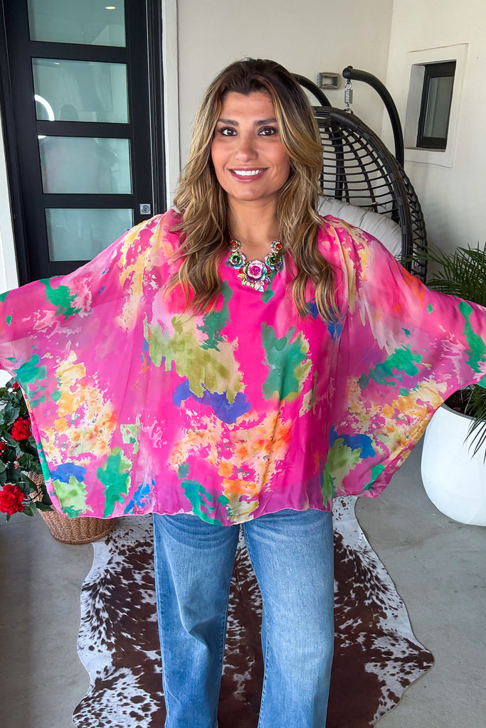 Confetti Glow Silk Top - Pink - Made in Italy