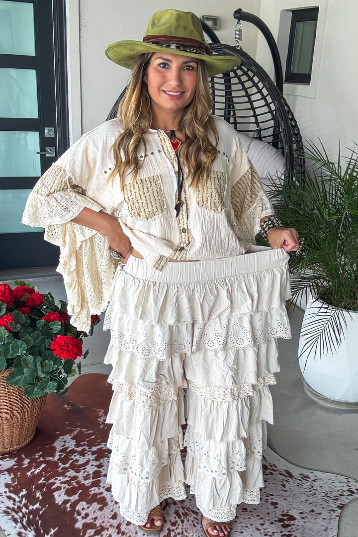 Ruffled Romance Pants - Taupe