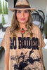Go Rodeo Front Horseshoe Back Oversized Top Linen Feel - 100% Cotton