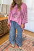 Frayed And Ruffled Denim Capris - Washed Denim