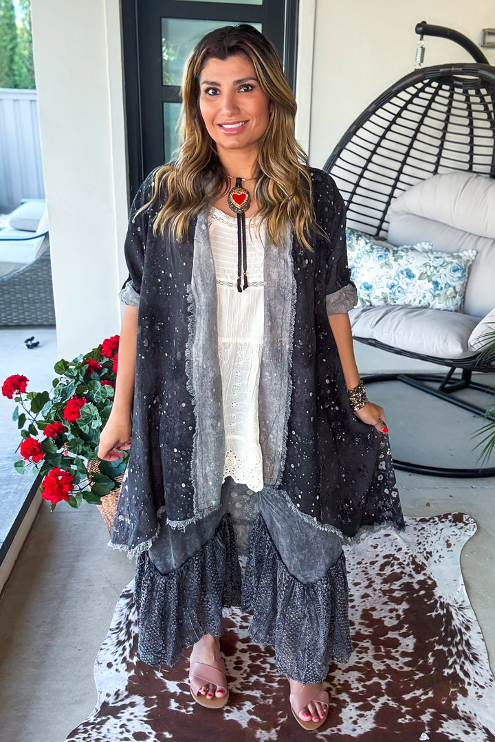 Midnight Moonflower Goddess Duster - 100% Cotton