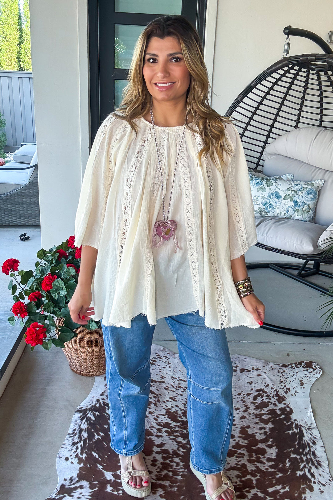 Riverstone Lace Tunic - 100% Cotton - Natural