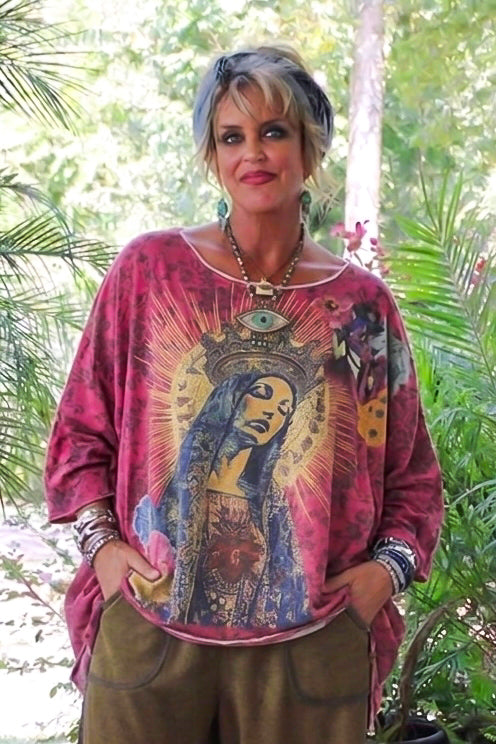 Sacred Heart Madonna Oversized Top - 100% Cotton