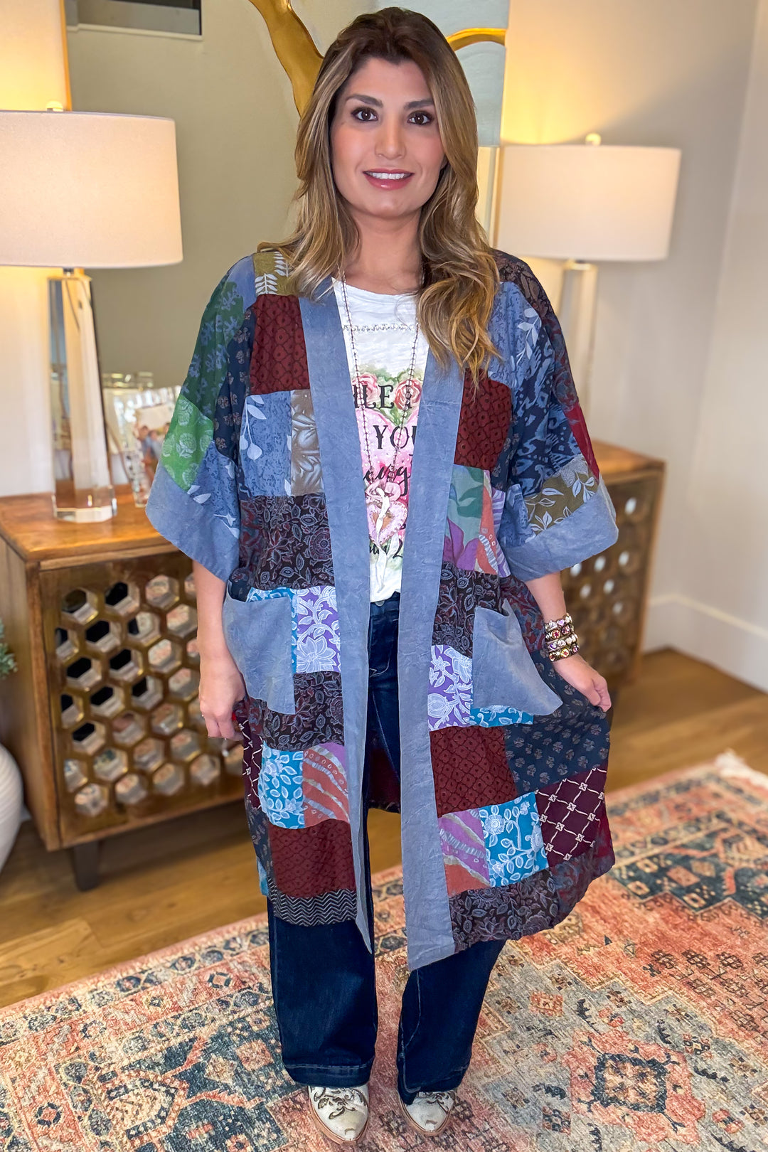 The Nepal Oversized Kimono - 100% Cotton - Blue - SALE